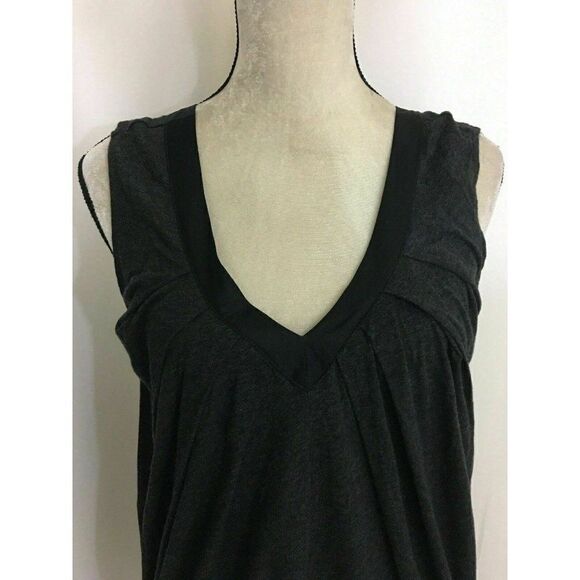 Generra Womens Charcoal Gray Black V Neck Tank Top - Picture 2 of 6